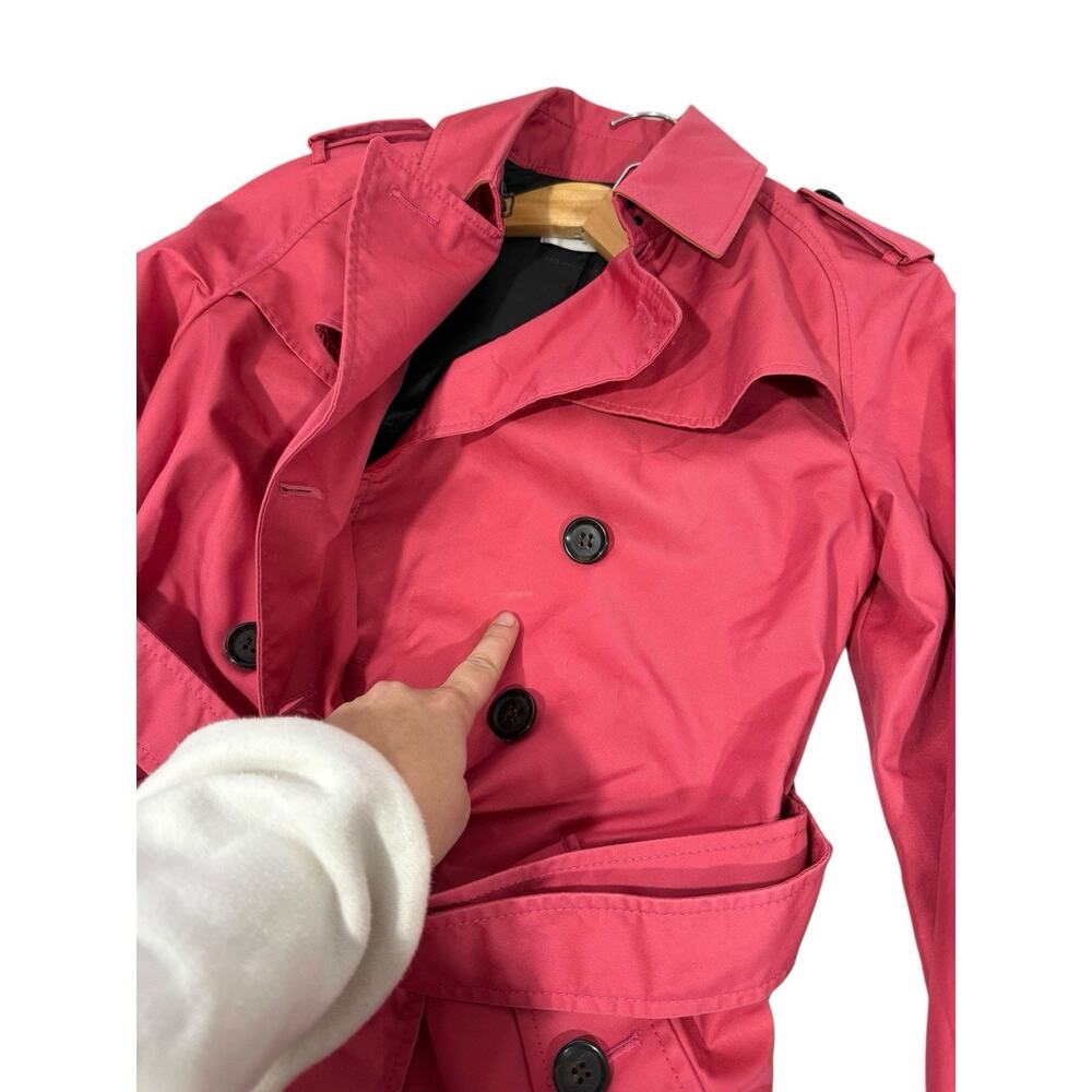 Coach Pink Double Breasted Short Length Trench Coat Career Timeless Womens Small - Picture 6 of 8